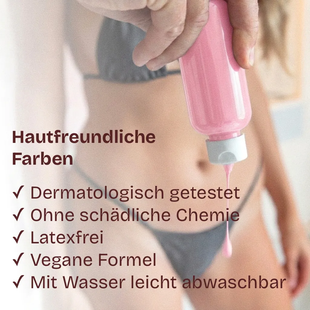 Hautfreundliche Farben — dermatologisch getestet, latexfrei, vegan