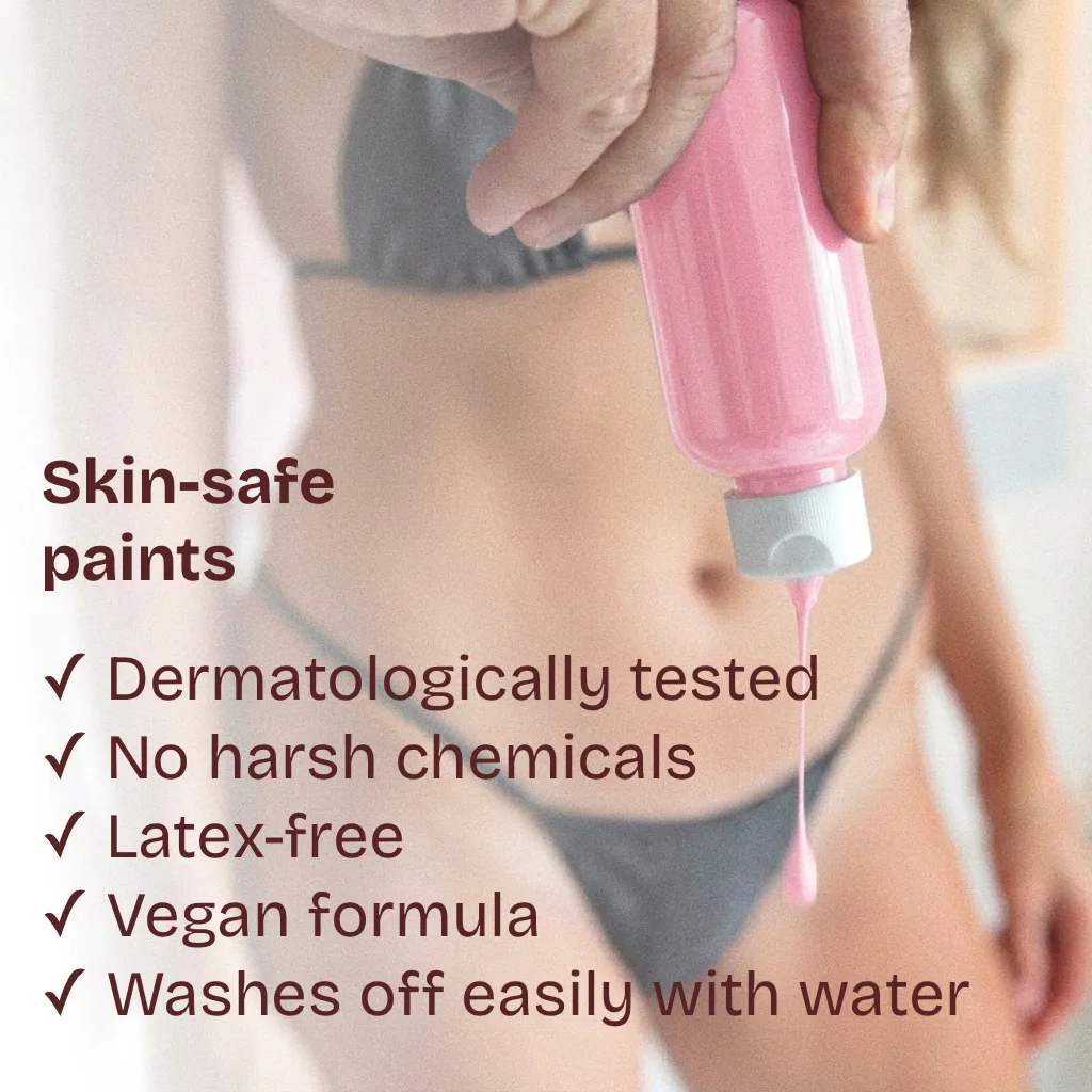 Skin-safe paints — dermatologically tested, latex-free, vegan