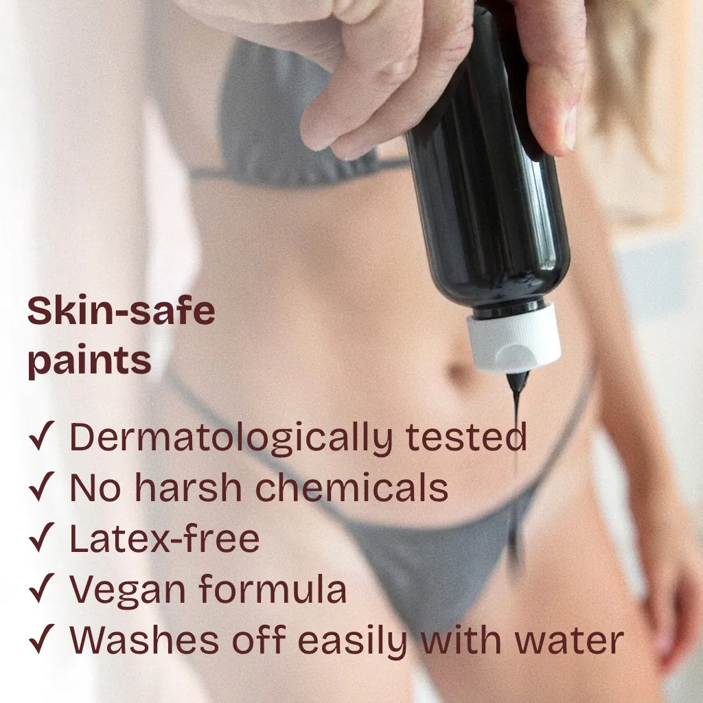 Skin-safe paints — dermatologically tested, latex-free, vegan