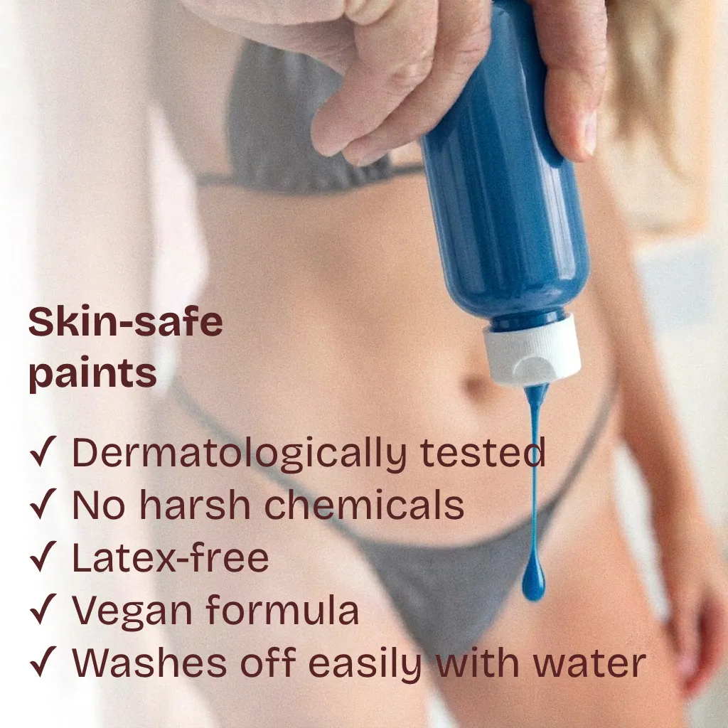 Skin-safe paints — dermatologically tested, latex-free, vegan