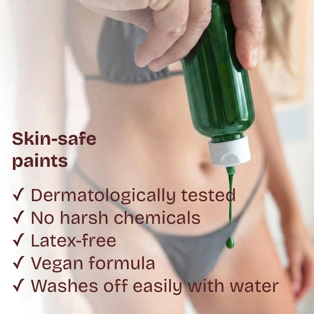 Skin-safe paints — dermatologically tested, latex-free, vegan
