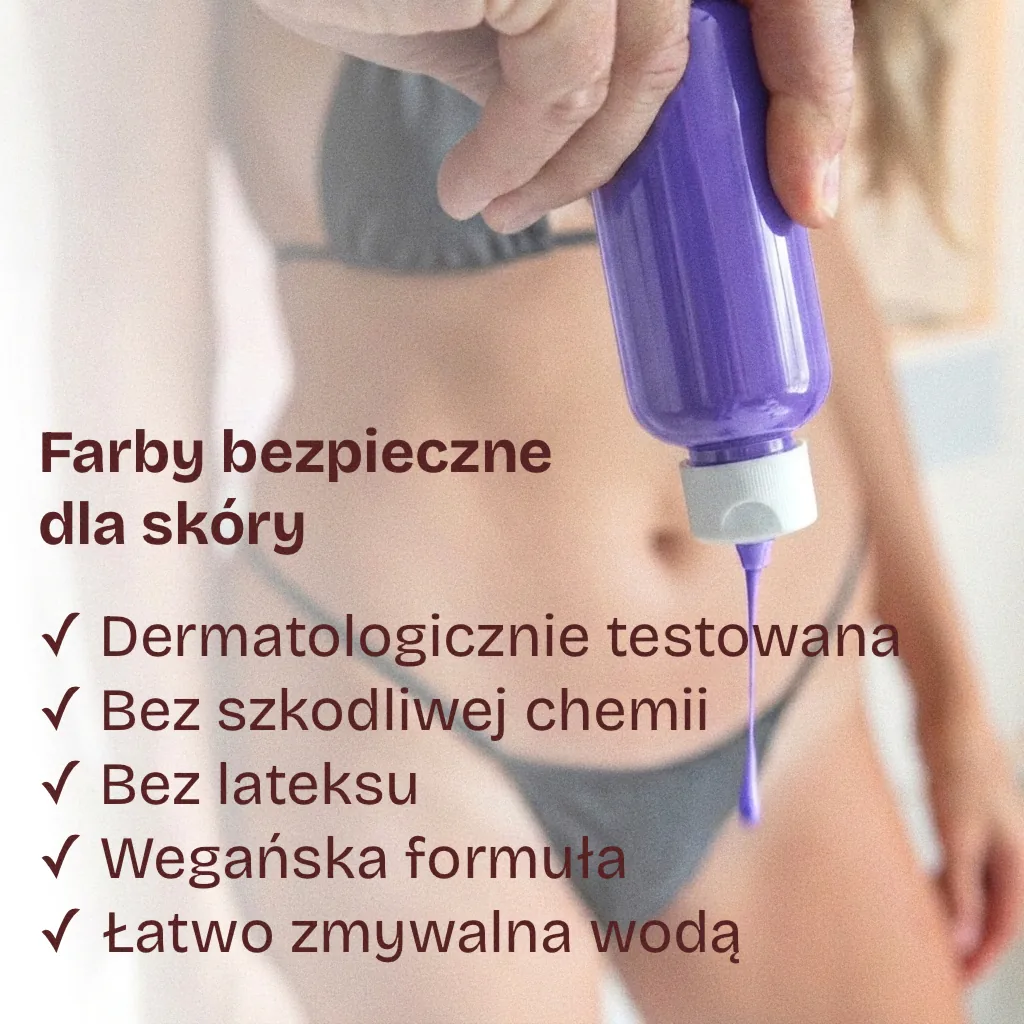 Farby bezpieczne dla skóry — dermatologicznie testowane, bez lateksu, wegańskie