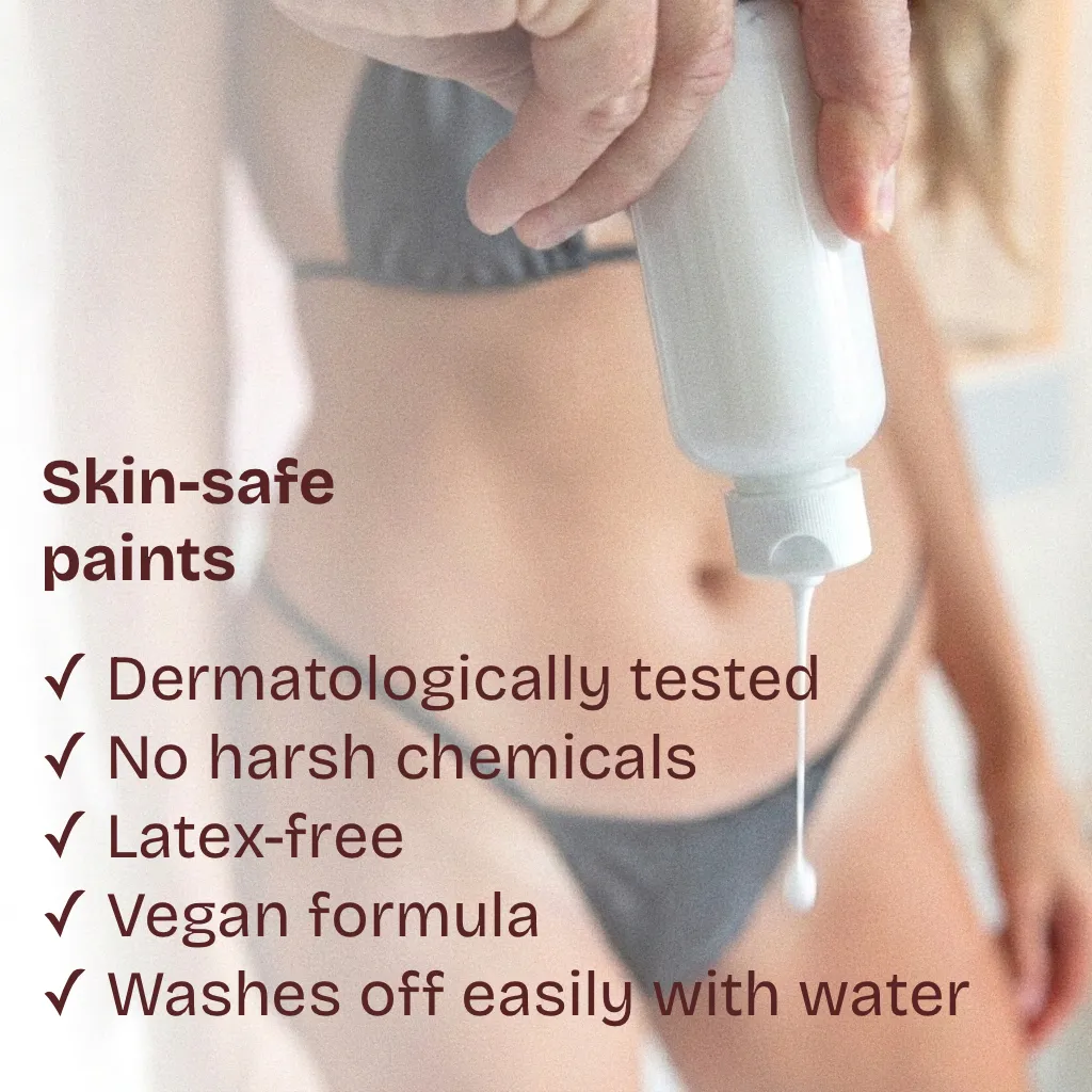 Skin-safe paints — dermatologically tested, latex-free, vegan