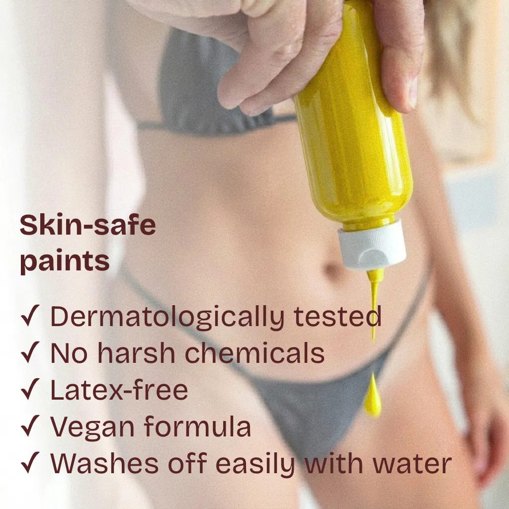 Skin-safe paints — dermatologically tested, latex-free, vegan
