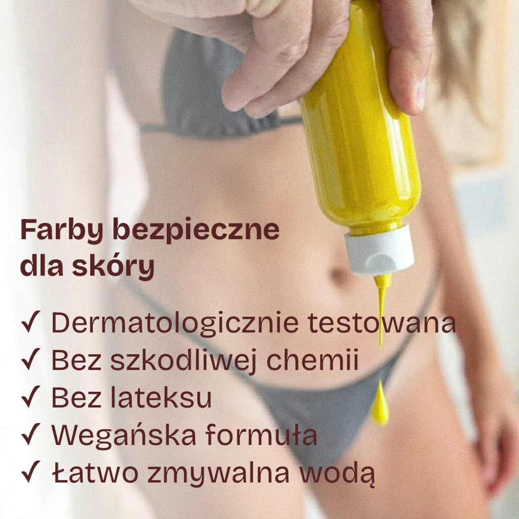 Farby bezpieczne dla skóry — dermatologicznie testowane, bez lateksu, wegańskie